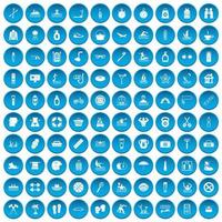 100 iconos de salud humana en azul vector