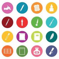 Writing icons many colors set vector