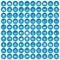 100 iconos de desarrollo web conjunto azul vector