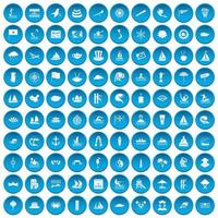 100 iconos de velero conjunto azul vector