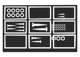 Iron screw icon set in box on a white background. Vector illustration.