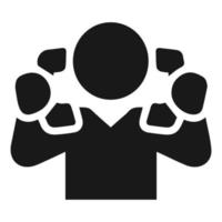 Person icon picking up two phones, busy working people symbol vector