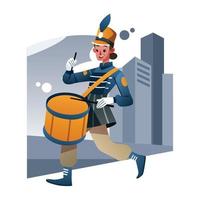 A Girl Playing Drums In The Middle Of The City vector