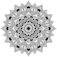 Mandala pattern art background Black and White Minimal flower pattern. Coloring book page. Pro Vector