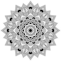 Mandala pattern art background Black and White Minimal flower pattern. Coloring book page. Pro Vector