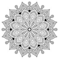 Mandala pattern art background Black and White Minimal flower pattern. Coloring book page. Pro Vector