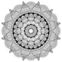 Mandala pattern art background Black and White Minimal flower pattern. Coloring book page. Pro Vector