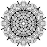 Mandala pattern art background Black and White Minimal flower pattern. Coloring book page. Pro Vector