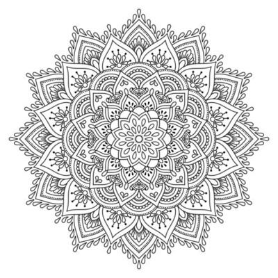 Mandala pattern art background Black and White  Minimal floral pattern. Coloring book page.Pro Vector.