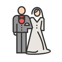 icono de línea llena de novios vector