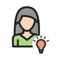 Woman Idea Filled Line Icon vector