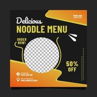 Delicious noodle menu social media post banner template vector