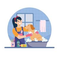 Professional Dog Grooming Barber vector
