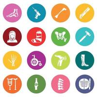 Orthopedist bone tools icons set colorful circles vector