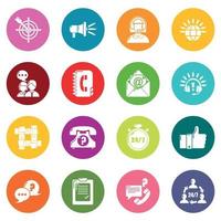 Call center icons set colorful circles vector