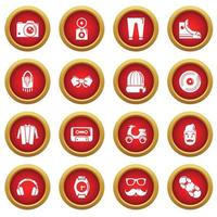 Hipster symbols icons set, simple style vector