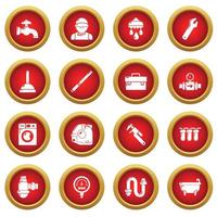 Plumber symbols icons set, simple style vector