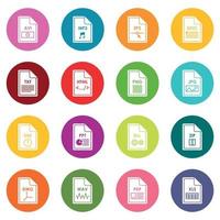 File format icons many colors set vector