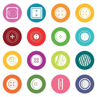 Clothes button icons many colors set