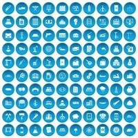100 iconos de plantas en azul