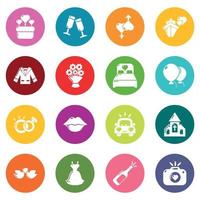 Wedding icons set colorful circles vector