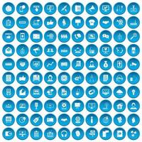 100 data exchange icons set blue vector