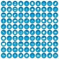 100 iconos de pintura azul vector