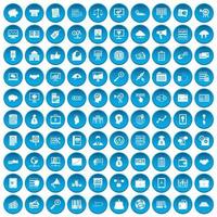 100 iconos de procesos de negocio conjunto azul vector