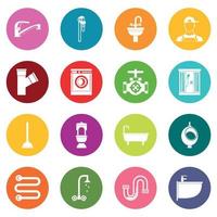 Plumbing icons many colors set vector