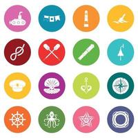 Nautical icons many colors set vector