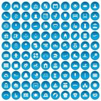 100 iconos de maternidad conjunto azul vector