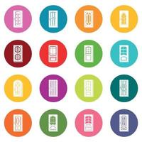 Door icons set colorful circles vector