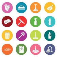 Cleaning icons set colorful circles vector
