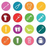 dentista estomatólogo iconos establecer círculos coloridos vector