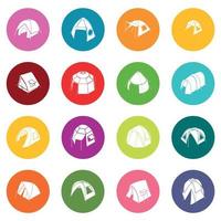 Tent forms icons set colorful circles vector