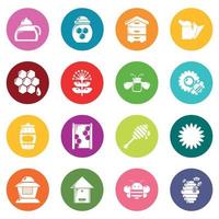 Apiary honey icons set colorful circles vector