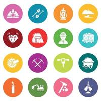 Mining minerals business icons set colorful circles vector