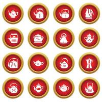 Teapot icons set, simple style vector