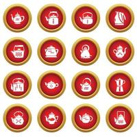 Teapot icons set, simple style vector