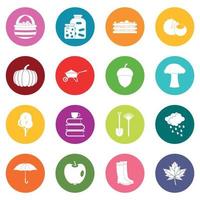 conjunto de iconos de otoño muchos colores vector