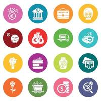 Business icons set colorful circles vector