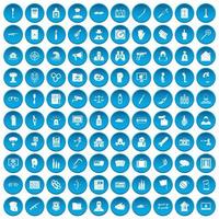 100 iconos de violación conjunto azul vector