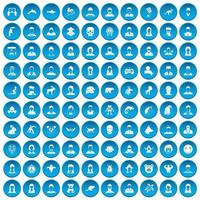 100 avatar icons set blue vector