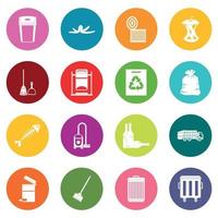 conjunto de iconos de cosa de basura muchos colores vector