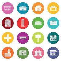 conjunto de iconos de elementos de infraestructura de la ciudad muchos colores vector