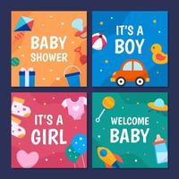 Born Day Greeting Card Collection Set vector