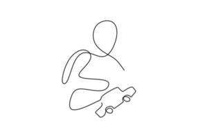 One continuous line hand drawing of playgroup kid play car toy vector