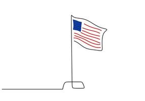 One continuous single line united states flag vector