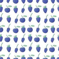 Blue fruit seamless pattern with grape and blueberry vector