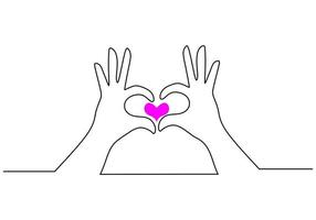 One continuous single line of hand make love pose for friendship day vector